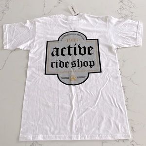 ACTIVE RIDE SHOP Men’s T-shirt White Logo Tee Size S NWT
